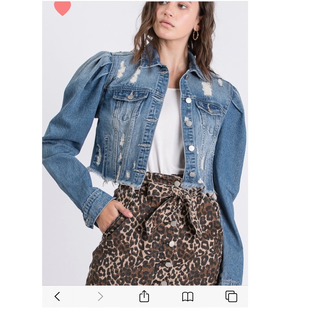 Denim puff shoulder jacket - Picture 7 of 8